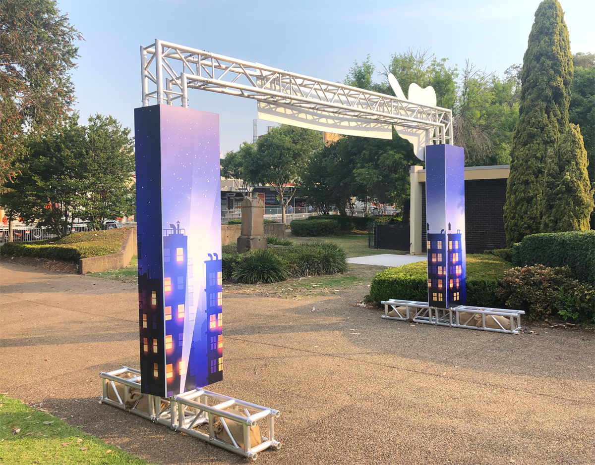 Truss goalpost with signage hire Sydney